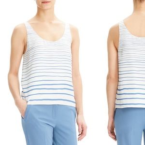 Theory Stripe Scoop Neck Silk Tank Top